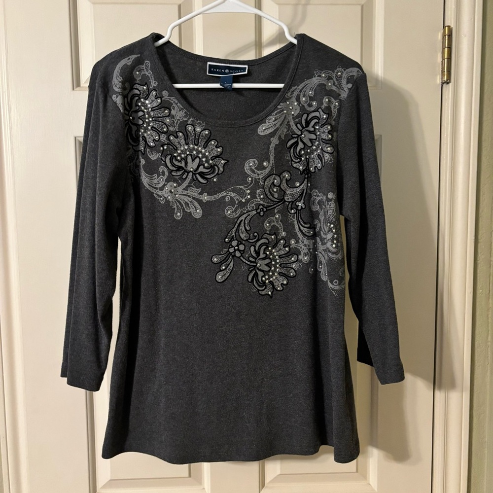 Karen Scott Decorative Blouse